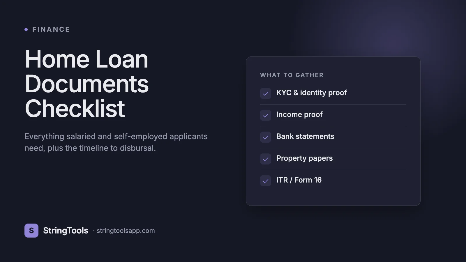 Home Loan Documents Checklist: Salaried & Self-Employed — cover