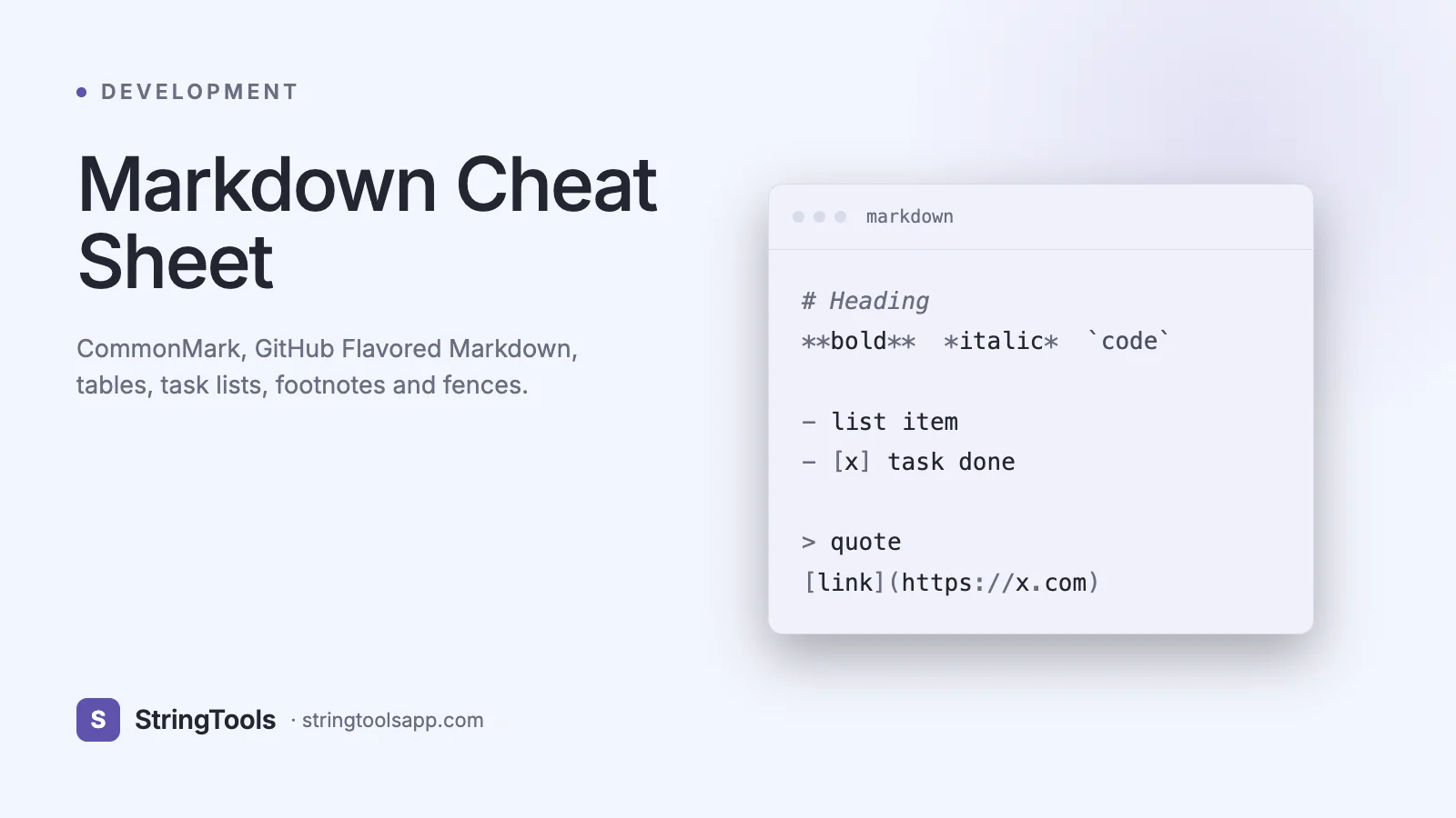 Markdown Cheat Sheet 2026: CommonMark, GFM, and Every Syntax You Need — cover